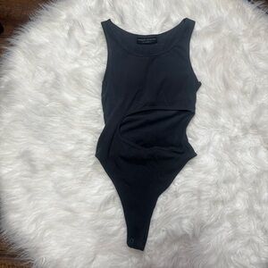 Alphalete Monarch Collection Cutout Gray Ribbed Bodysuit size Small